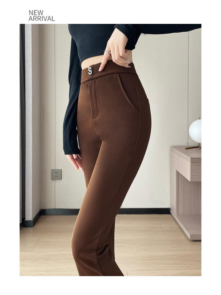 Elegant High-waisted Micro-flared Pants for Autumn Wear New Stretch Elasticated Waist Suit Pants Slim Slit Casual Trousers