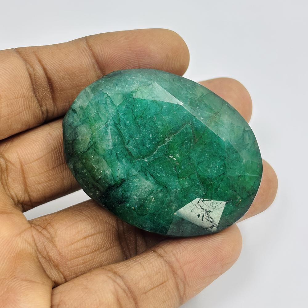 185 Ct Natural Green Emerald Oval Cut Zambian Huge Loose Gemstone