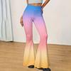 Damen High Waist Ausgestellte Yogahose mit Farbverlauf Print Schmal Geschnitten Stretch Lässige Schlaghose für den Alltag
