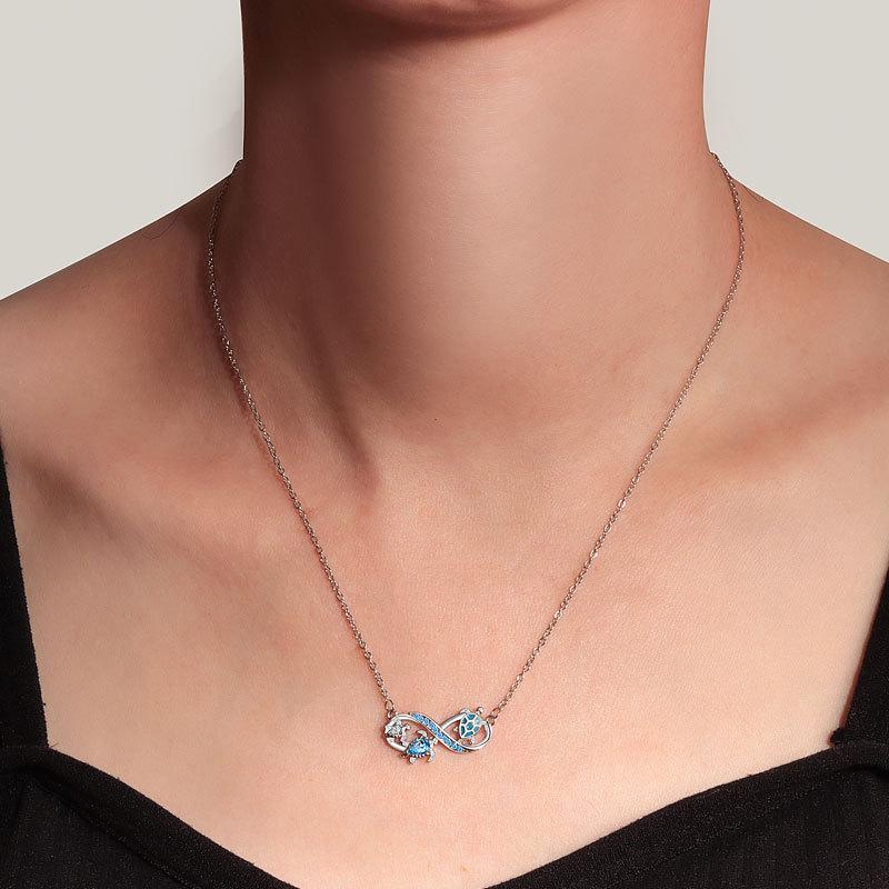 Ocean Blue Diamond Sea Turtle Pendant Necklace Fashionable Personalized Clavicle Chain For Women