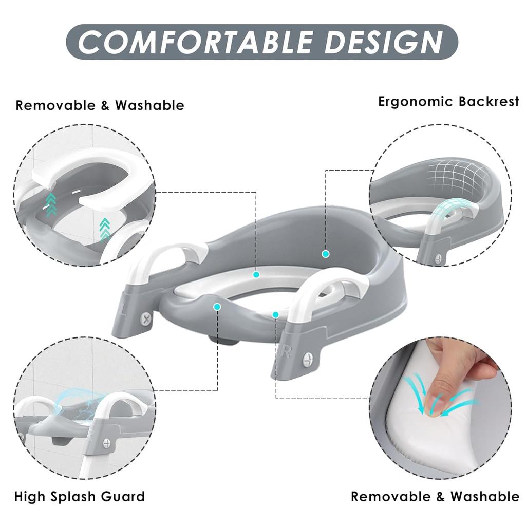 Potty Training Seat with Step Stool Ladder, Toddler Potty Training Toilet for Boys Kids, Potty Chair Adjustable Potty Seat for Toilet with Anti-Slip