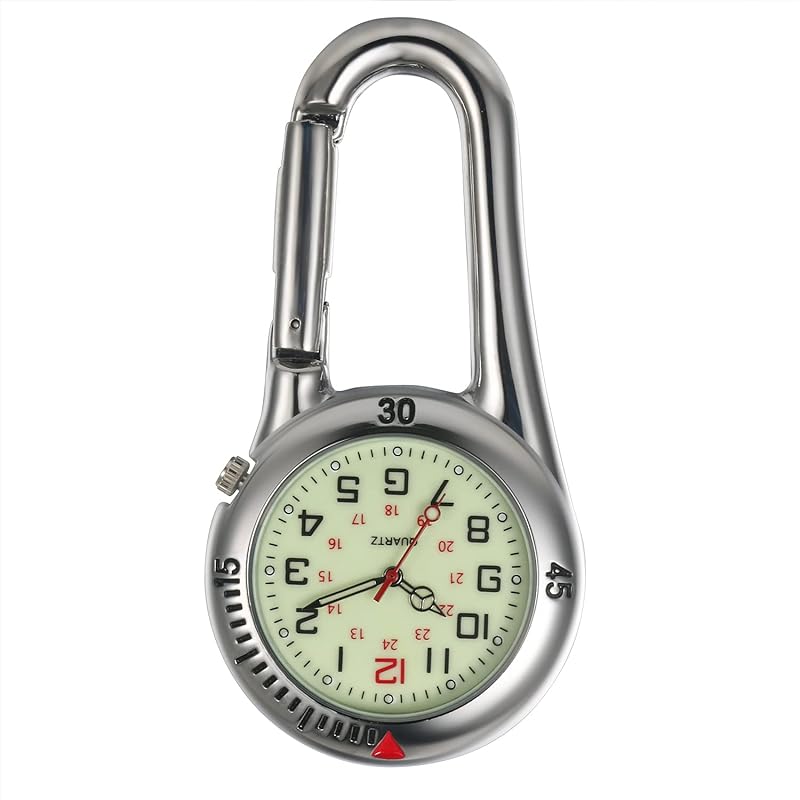 

Lancardo nurse watch pocket watch men s ladies analog night light carabiner silver