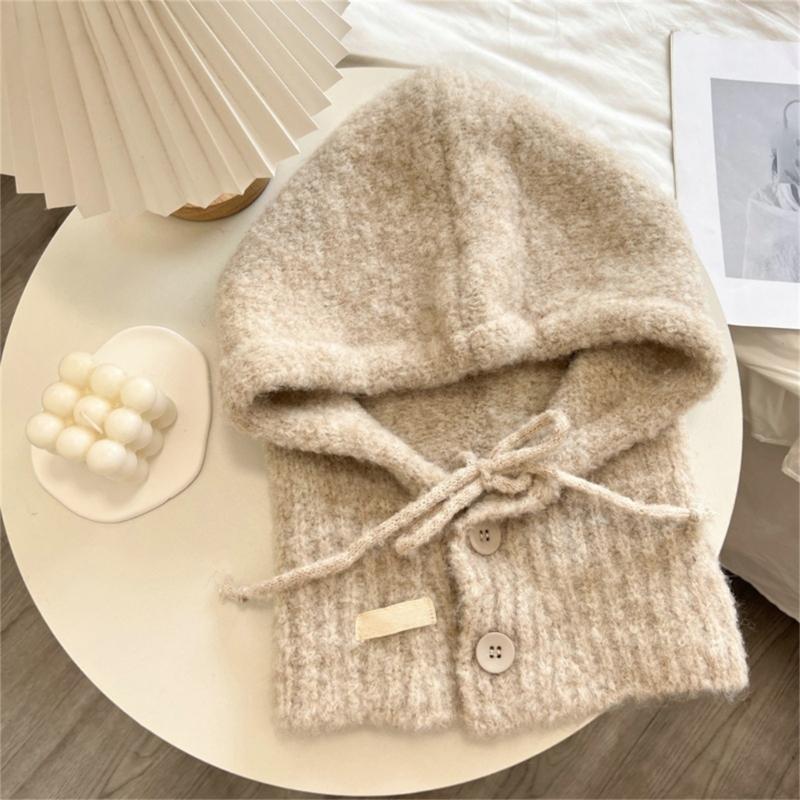 Handcrochet Neck Gaiter Hat for Women Winter Soft Warm Balaclava Hat Shopping Scarf Caps Outdoor Windproof Neckcover Hat
