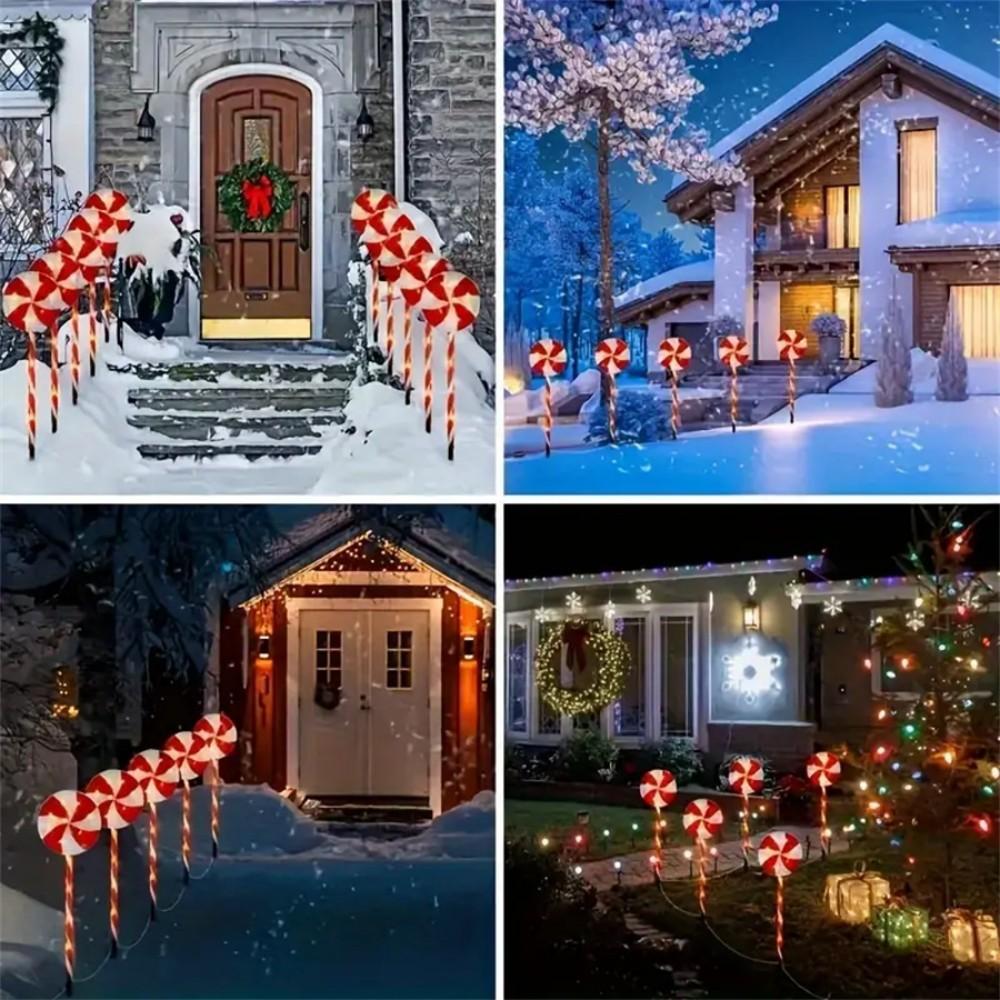 Solar-powered Christmas Tree Candy Ground Lights, Holiday Lawn Scene Decorations, Ambiance Lights, Outdoor Courtyard Landscape L