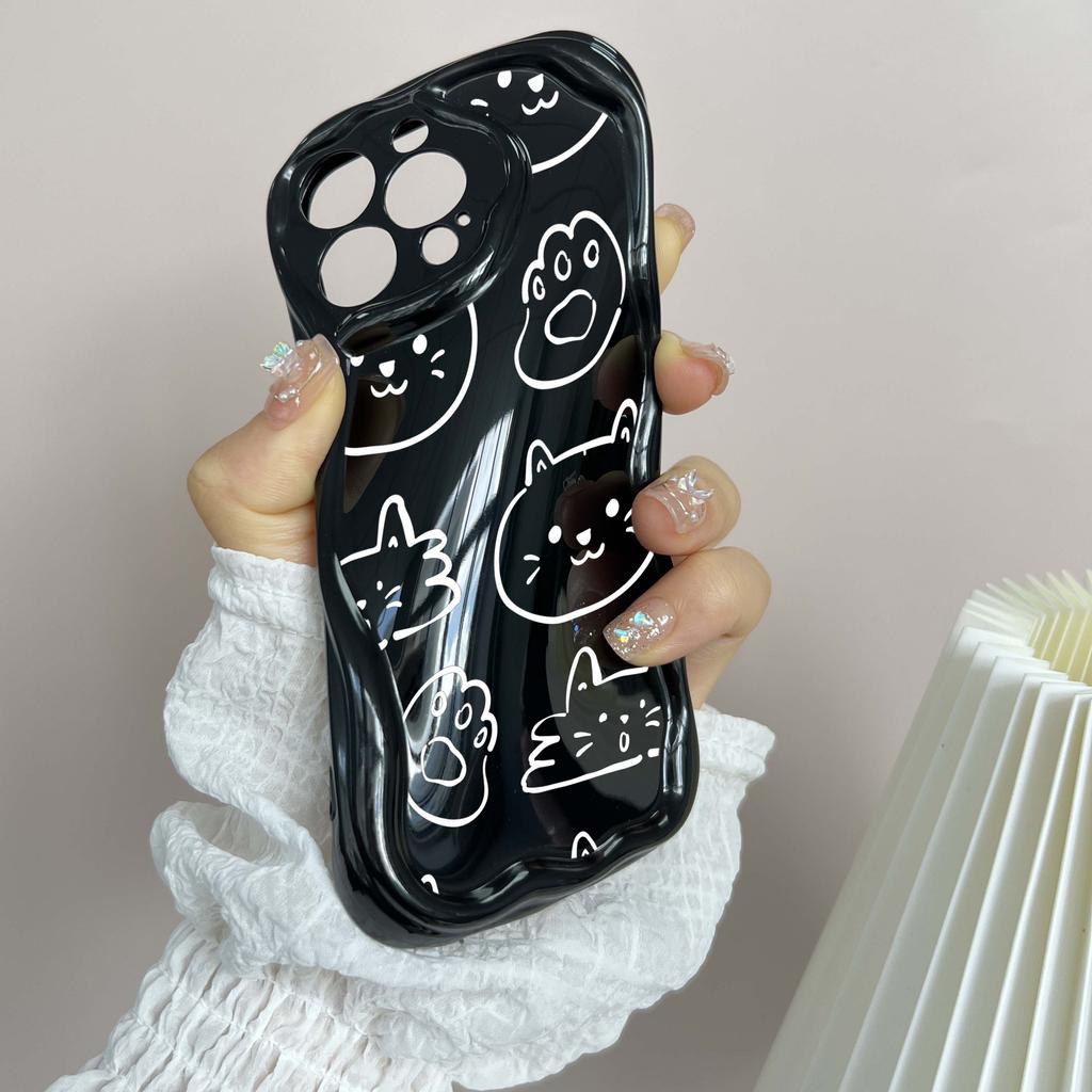 LZ12 Cat Cute Cartoon Clear Soft Wave Phone Cases for iPhone 15 13 Pro Max 12 Mini 14 8 Plus XS Max XR 6 Protection Back Cover