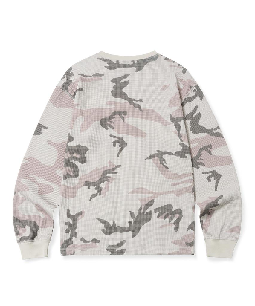 Brown Bless Tag Camouflage Waffle Longsleeve - Beige