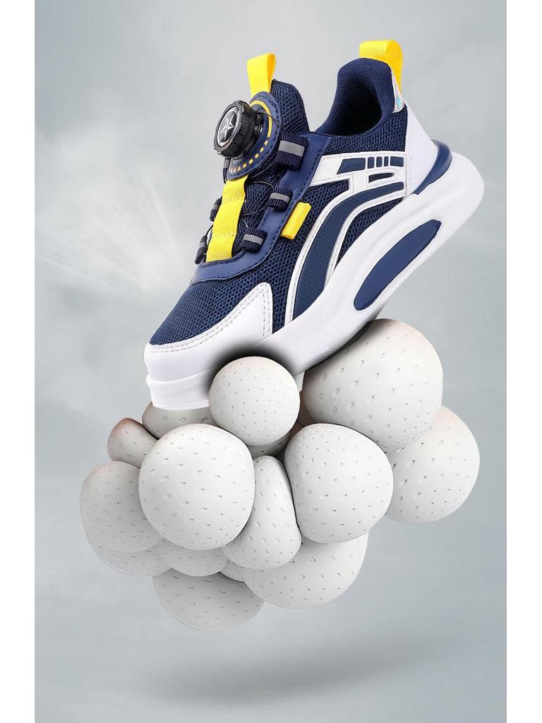 Children's Breathable Mesh Sports Shoes with Rotating Button for Spring/Summer 2024