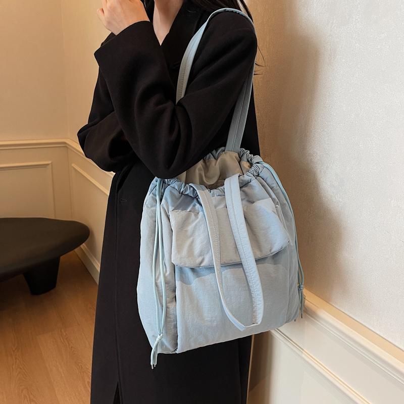 Unique Single Shoulder Cord Bag for Ladies  High Capacity  Leisure Time  3D Pocket  Versatile Bag  Simple  Solid Color  New