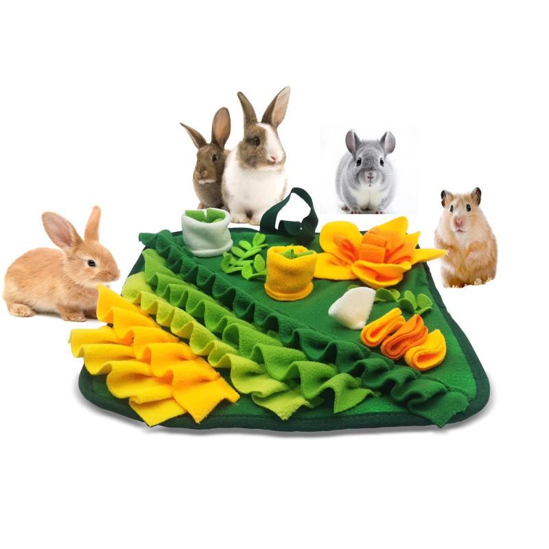 Interactive Snuffle Mat Rabbits Small Pets - Fleece Foraging Toy To Relieve Boredom Stimulate Natural Scenting Behavior