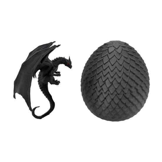 3D Printed Flying Dragon Figurine, Dragon Shape TV & Computer Monitor Decoration, Dragon Egg Toy with Dragon Inside чёрный