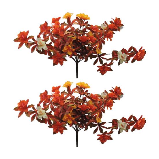 Yousheng 1/2Pcs Artificial Azalea Flower Realistic UV Resistant Fake Plastic Flower Home Table Centerpiece Indoor Outdoor Faux Bloom Decoration