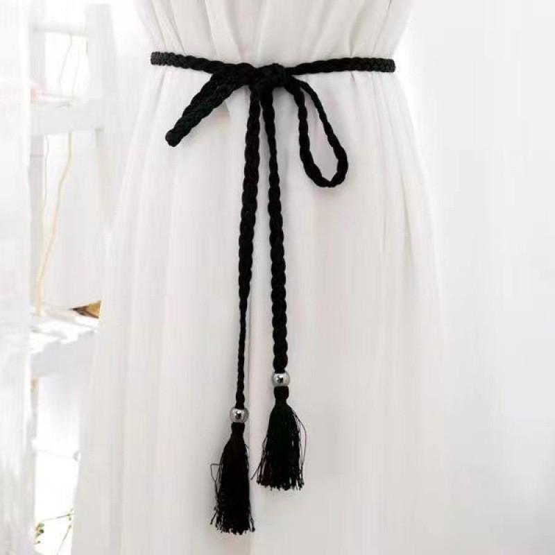 

Knotted Designed Uniquely Waist Chain For Women Featuring Chic Fringe Detail Dresses For Beaded Tassel Black