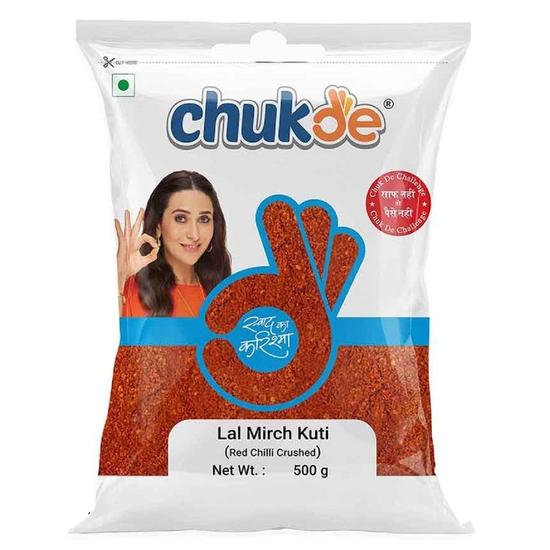 Chukde - Kuti Lal Mirch Powder - Fresh Flavorful - Authentic Red Chili Powder for Spicy Indian Cuisine - Spicy Aromatic - 500 Gm 500GM