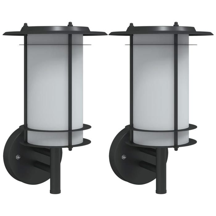 VidaXL Appliques murales d'extérieur 2 pcs noir acier inoxydable, éclairage mural d'extérieur, lampe murale de jardin, 4006289