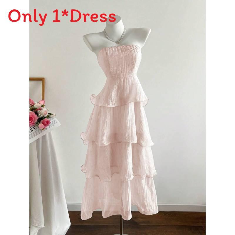 Summer Knit Dress With Ruffled Hem And High Waist For Women