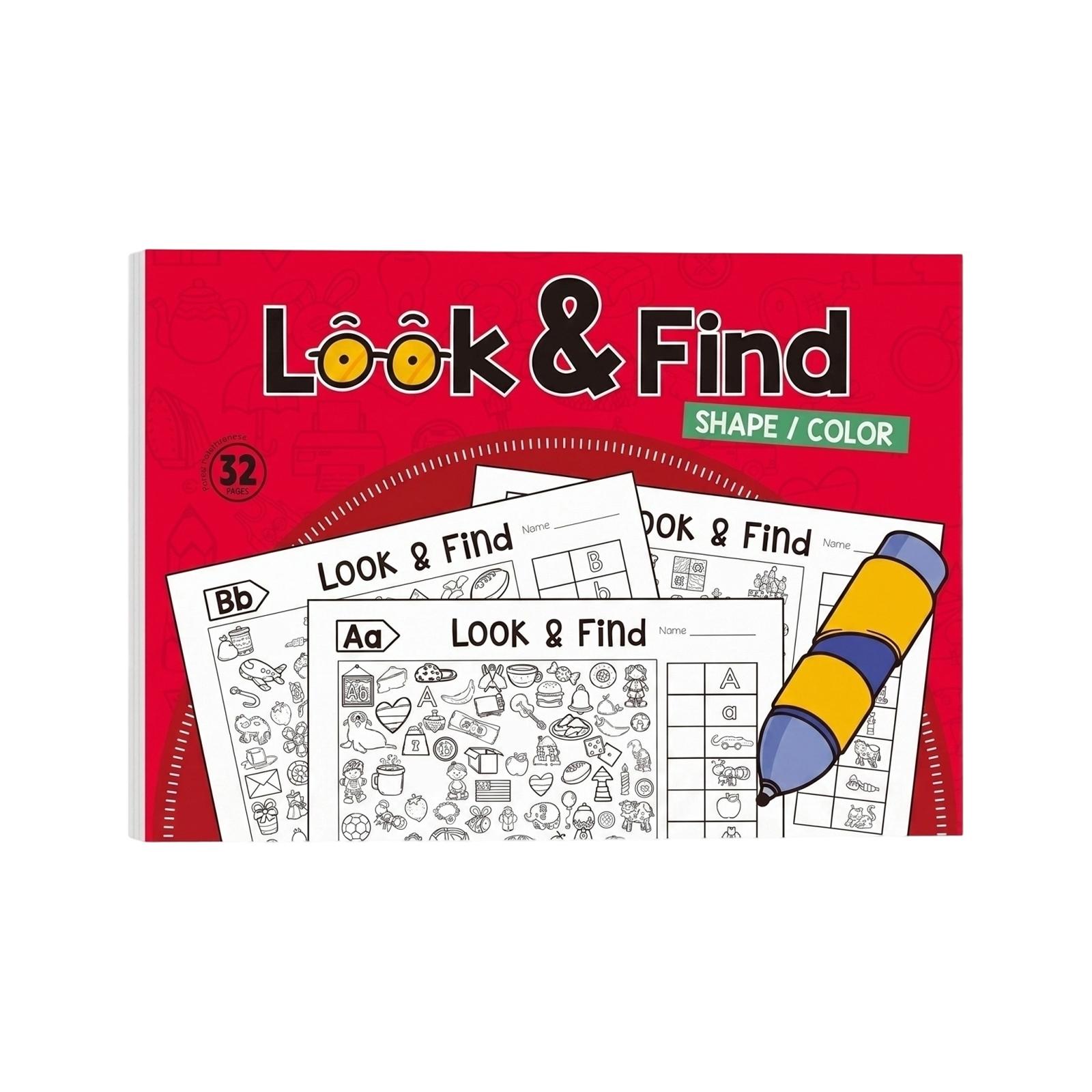 

Look and Find Activity Book for Kids Ages 2-6 Shape and Color Educational Workbook Early Learning and Cognitive Development Interactive Puzzle Pages one size