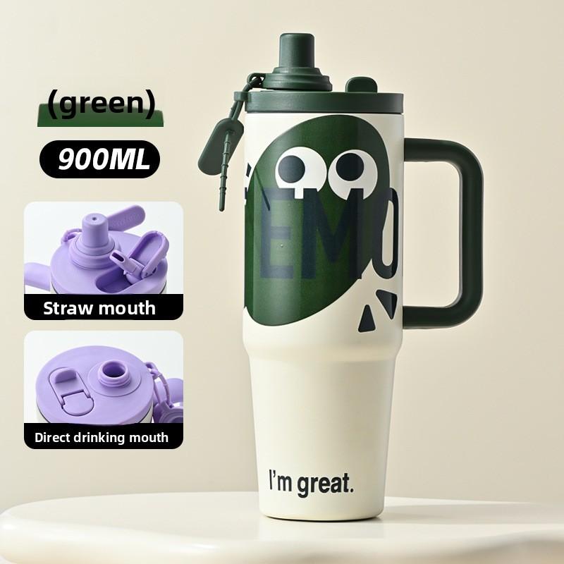 

Travel Insulated Bottle 316 Stainless Steel Large Capacity With Handle For Office And Outdoor Use зелений