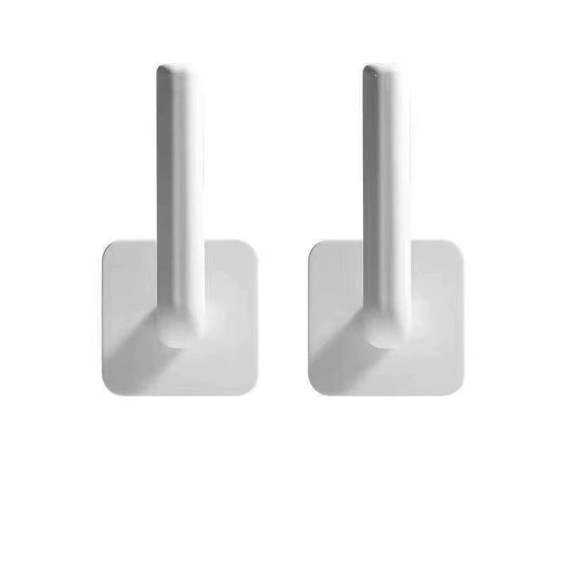 2Pcs No Hole Multifunctional Hooks Adhesive Wall Hooks Lazy Rag Hangers Kitchen Wall Mounted Paper Towel Hanging Organiser