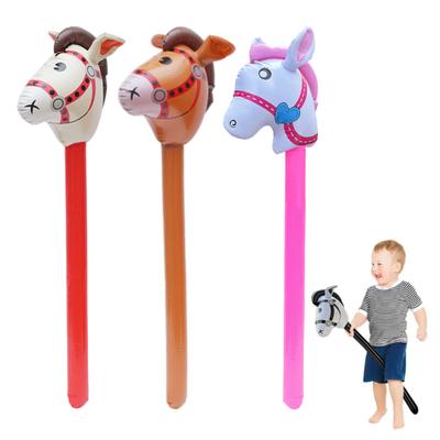 Bâton Tête de Cheval Gonflable 37" Accessoire de Fête pour Courses d'Enfants Photos PVC Bâton Cheval Jouet de Carnaval pour Événements sur le Thème du Cheval Anniversaires