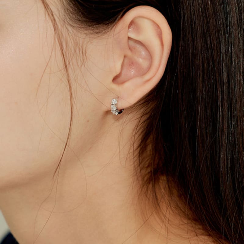 murmur [925silver]Petit cubic hoop earrings