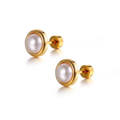 1 paar Vintage Imitation Perle Ohrstecker Für Frauen Gold Farbe Titan Stahl Schmuck Geschenke