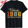 Vintage 1986 Original Parts Summer Unisex TShirt Retro Classic Style Shirt 80s Gift Clothing Fortieth Birthday Costume Father Tops
