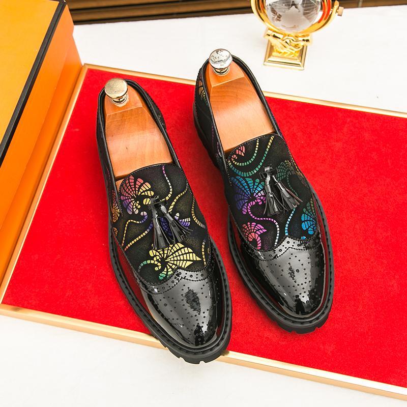

Fashion Fashion Slip-on Artificial Leather Tassel Loafers Shoes Men Adults Pointed Elegant Man Casual Shoes Senior Classic Brogue Shoes 38 чёрный