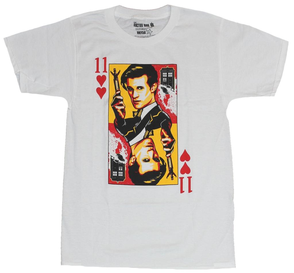 Doctor Who Adult New T-Shirt - Matt Smith The 11th Doctor Playing Card Pic