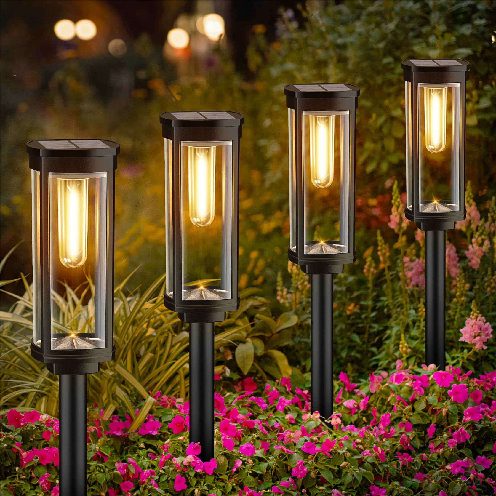 

Solar-Powered Outdoor Garden Lights, IP65 Waterproof, Warm White, Stylish, Set of 8 Solar LED Lights, Bright, Automatic OnOff, Recessed, for Lawns,
