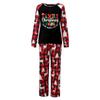 Family Matching Christmas Print Pajama Set with Round Neck Long Sleeve Top and Long Pants