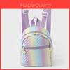 Rainbow Multicolor Pu Backpack For Kids With Storage And Adjustable Straps