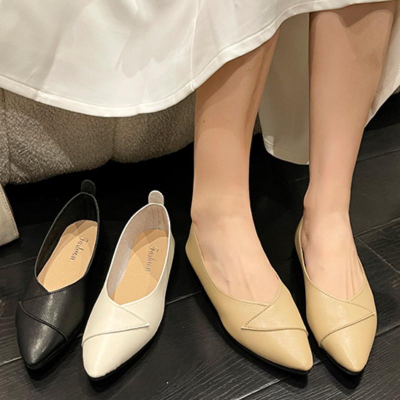 Fashion Autumn Women Flats Pointed Toe Slip-on Flat Shoes for Women Fashion Women's Single Shoes Soft Sole Shallow Mouth Women's Shoes