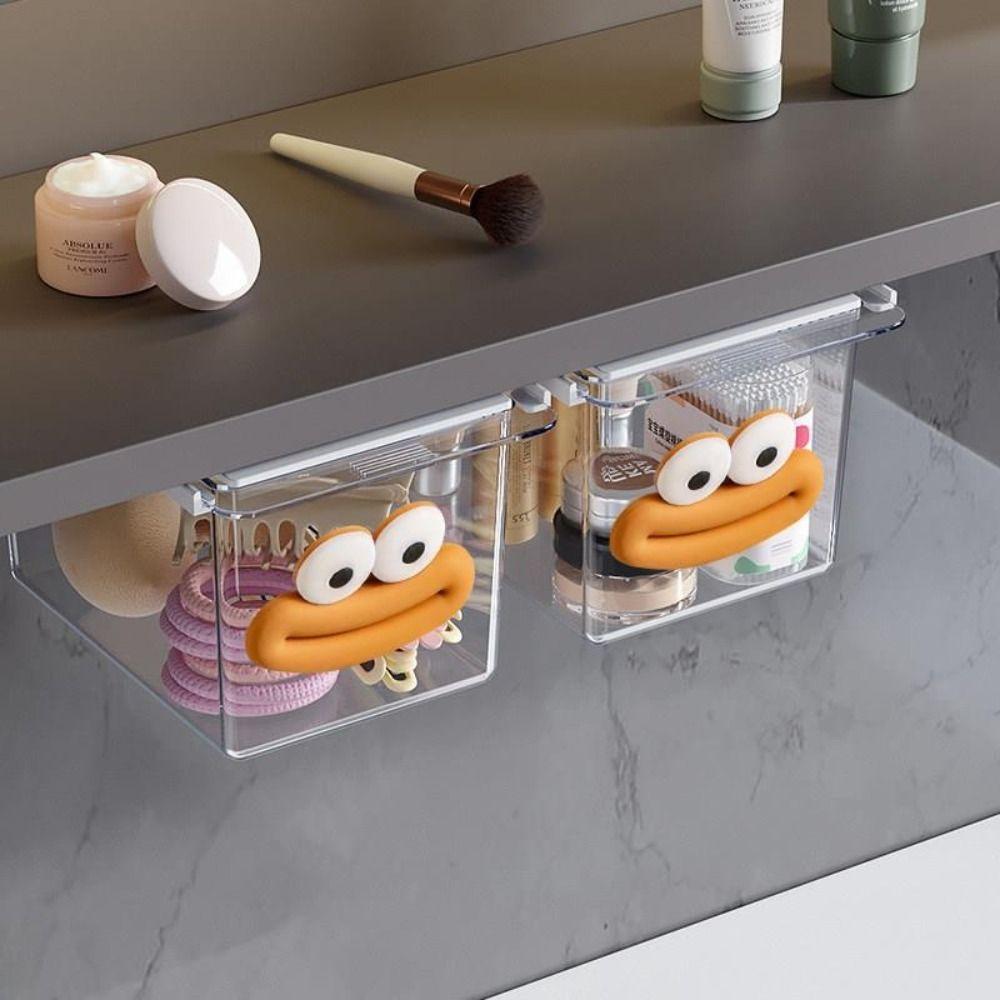 Pull-Out Bathroom Storage Box Transparent Makeup Cotton Organizer Washstand Storage
