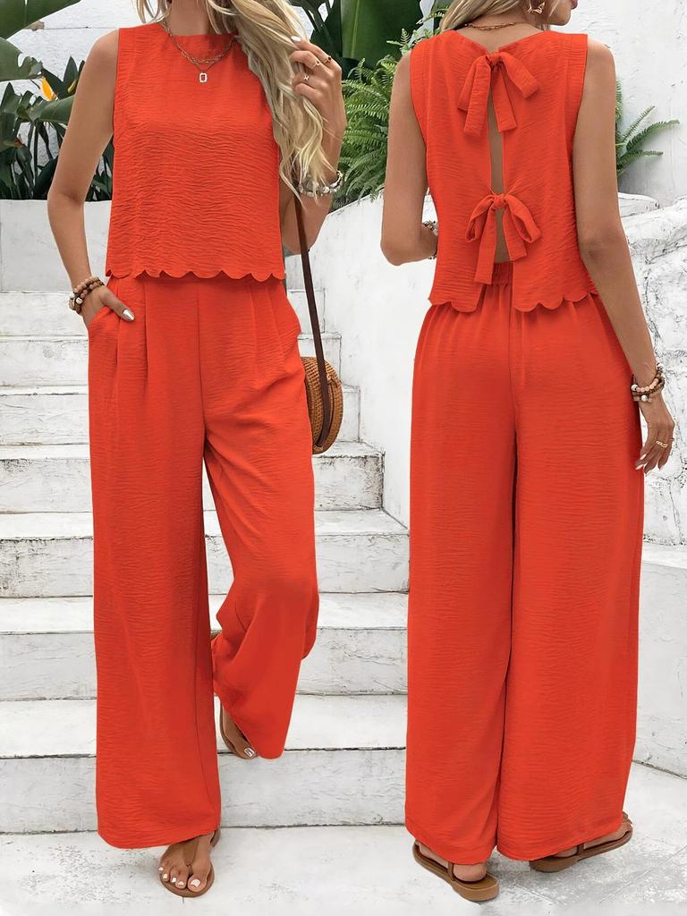 2026 Summer Women's Sleeveless Vest & Casual Long Pants Set - New European & American Fashion