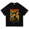 Bendy and The Ink Machine Spiel T-Shirts Baumwolle Kurzarm Rundhals Damen T-Shirt Locker Cartoon Grafikdruck T-Shirt Damen