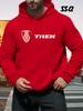 Men'S Casual Red Trek Hoodie Long Sleeve Cozy Sweatshirt with Graphic Print Perfect for Fall Winter Autumn Winter Apparel