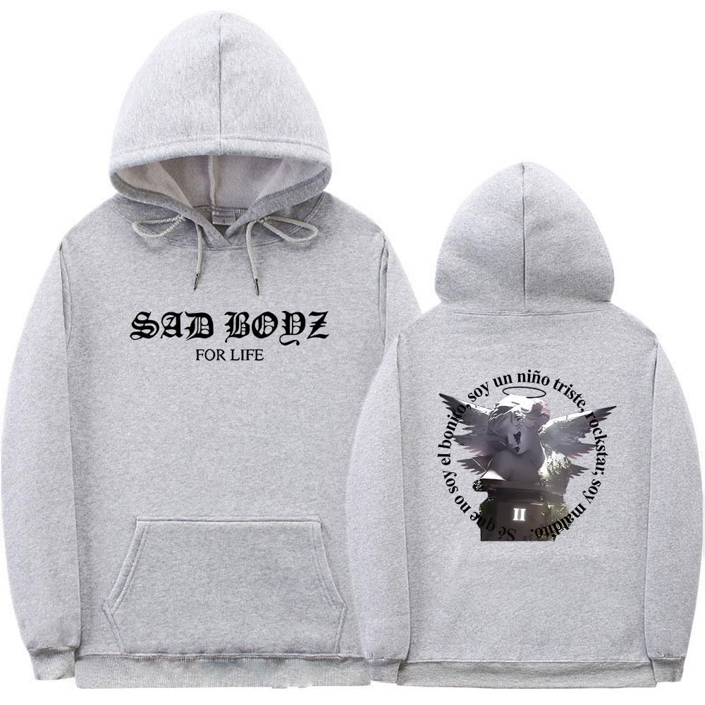 Junior H Sad Boyz 4 Life Graphic Print Hoodie Male Fashion Hip Hop Oversized Pullover Men Women Vintgae Casual Hooded Sweatshirt
