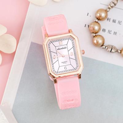 Fashion Versatile Ladies Watch Rectangle Casual Silicone Strap Quartz Watch Schoolgirl Watch