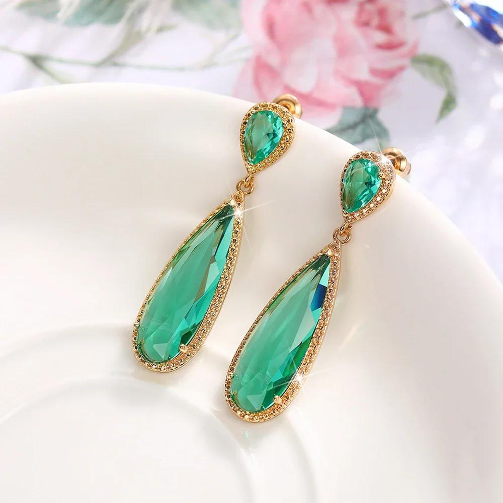 Shiny Zircon Wedding Hanging Earrings with High Grade Temperament Geometric Cubic Zirconia  Quality Women's Luxury Jewelry