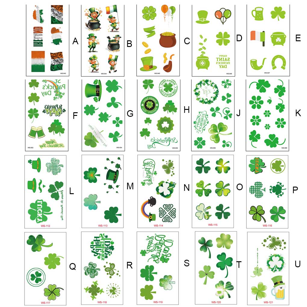 Pack of 10 St.Patrick's Day Hat Temporary Stickers Face Art Waterproof Arm Hand Decorations Supplies Kids Adult