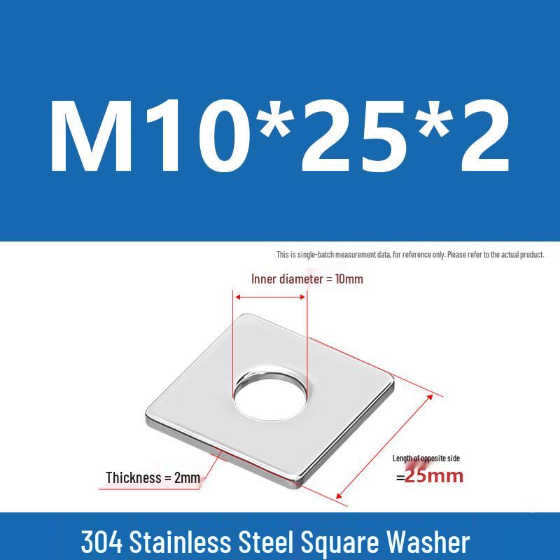 304 Stainless Steel Thickened Square Washer for Curtain Wall (M4-M16)