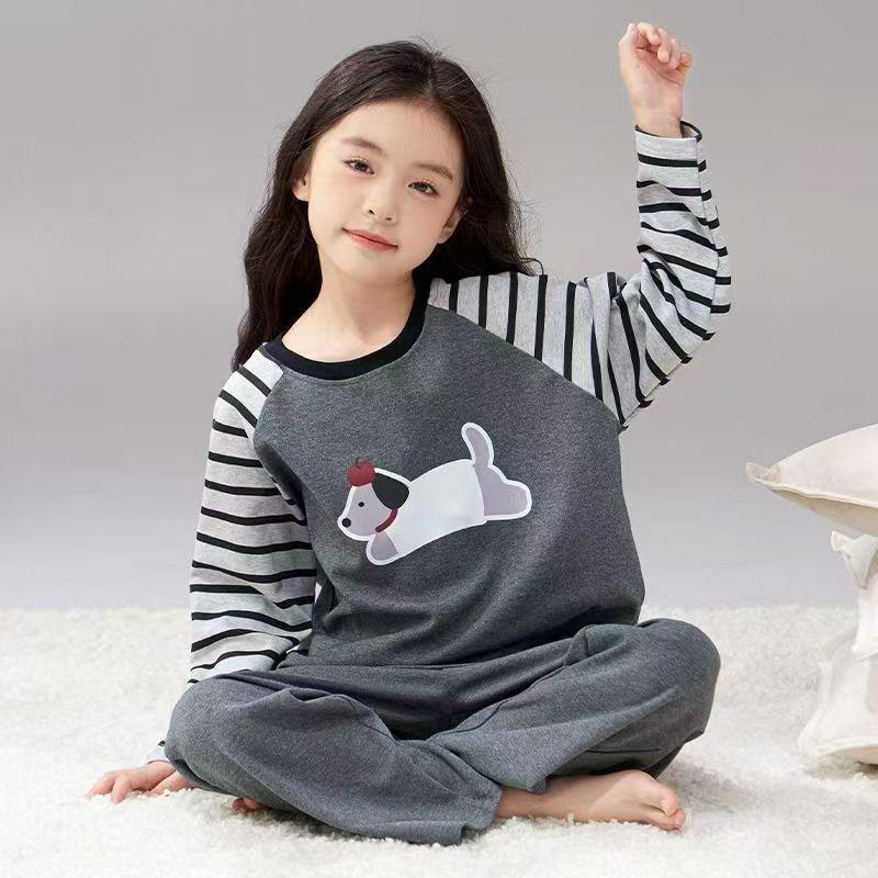 2026 Girls’ & Women's Spring Cartoon Pajama Set - Round Neck, Long Sleeve, Cute Homewear