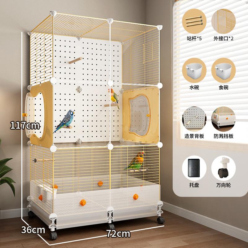 Gaiola Grande para Pássaros Papagaios com Design Anti-Espalhamento para Calopsitas e Periquitos, Aviário de Luxo para Periquitos Casa de Voo Premium para Animais de Estimação