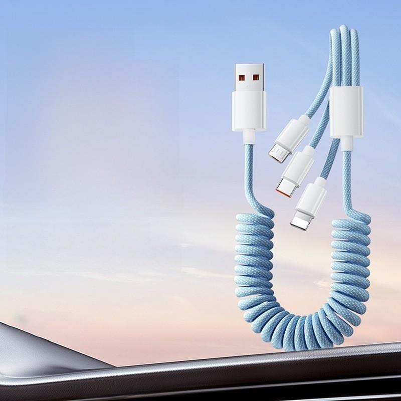 Apple Lightning Micro Usb Type C 100w Fast Charging Data Cable With Extendable Design For Multidevice Use