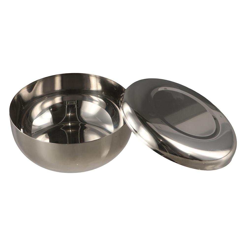 Tableware With Lid Korean Stainless Steel Bowl Round Silver Rice Bowl Anti Drop Single Layer Children Bowl Cream Foam
