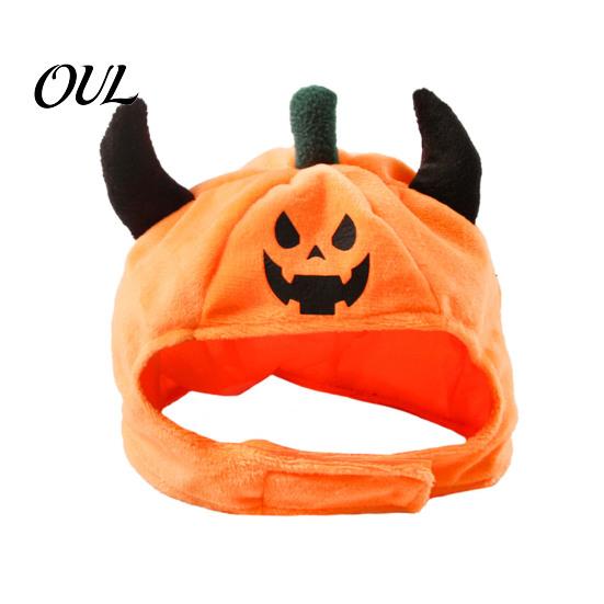 Holiday Theme Accessories for Dogs And Cats Pet Halloween Pumpkin Hat, Funny Devil Horn Cat Plush Cozy Cute Spooky Outfit Festival Celebration