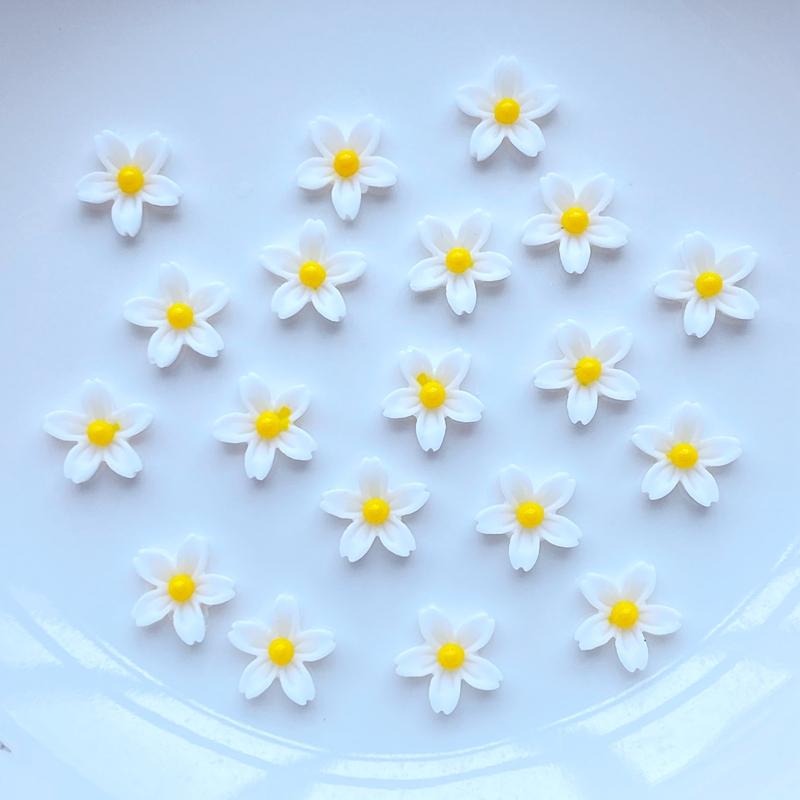100 Pz 8mm Resina 3D Colorato Mini Fiore Gemme Flatback Figurine Scrapbook Wedding Applique Nail Art Decor Artigianato