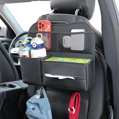 Sanccaral Carro Couro Grande Capacidade Caixa de Lenços Saco de Armazenamento Suporte Plástico e Viagem Organizador de Assento de Carro para Frente e Traseira Durável Assento de Carro Preto -