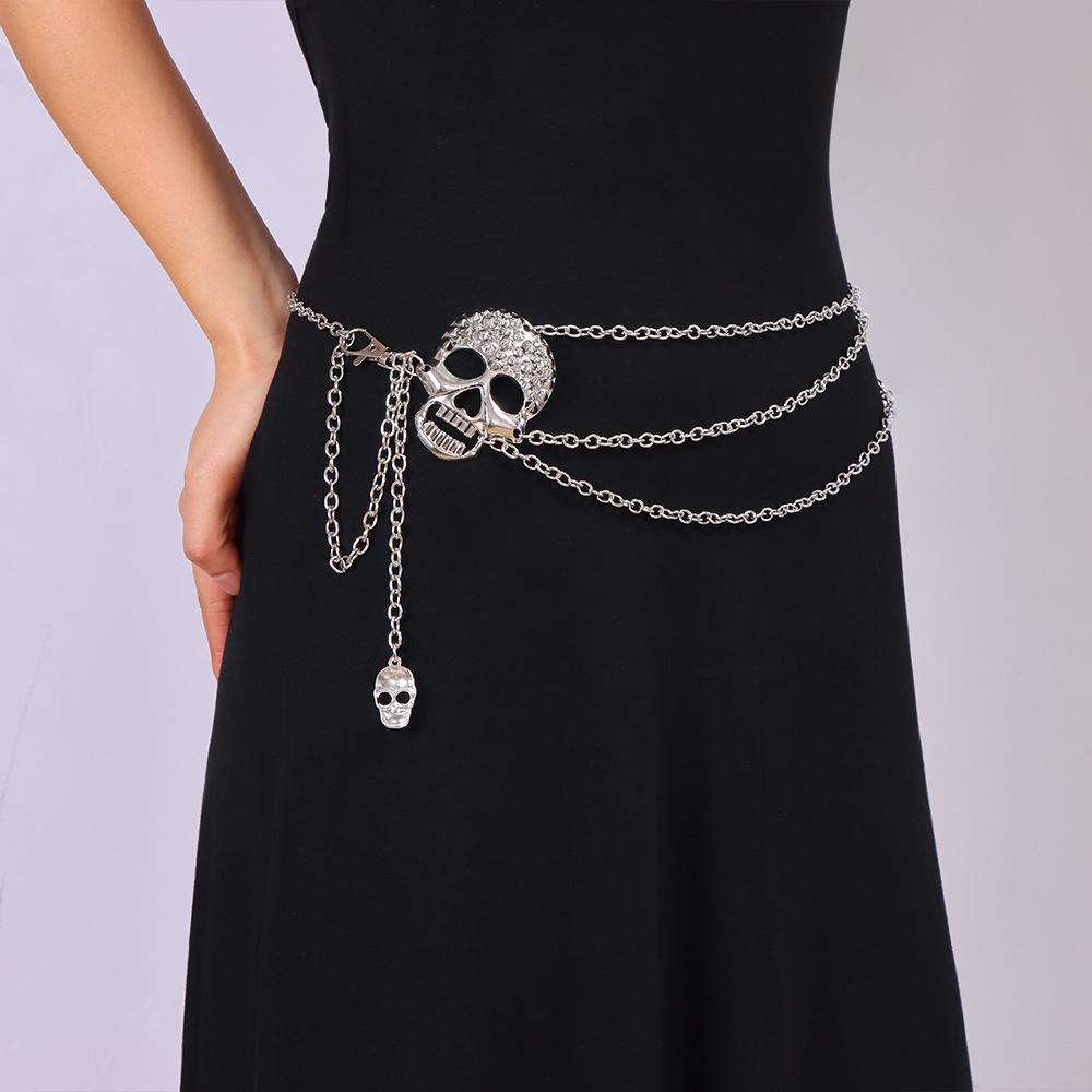 

Punk Skull Spiked Waist Chain: Men s Multi-layer Hip Hop Accessory