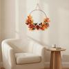 Wreath with Jute Twine Silk Floral Hoop Open-Frame for Entryway, Door,